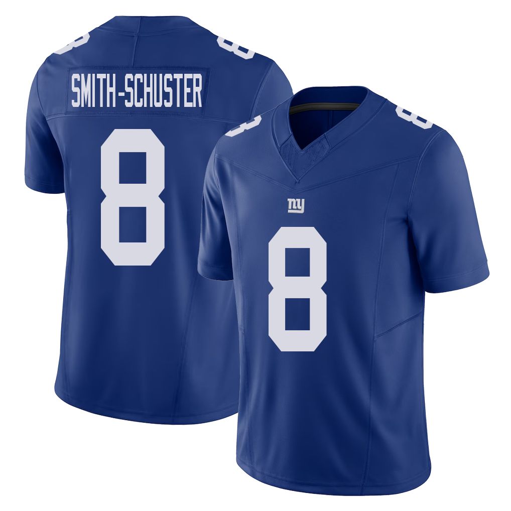 New York #8 JuJu Player Football V Neck Short Sleeve Royal Jersey Smith-Schuster For Men Youth Women Gift