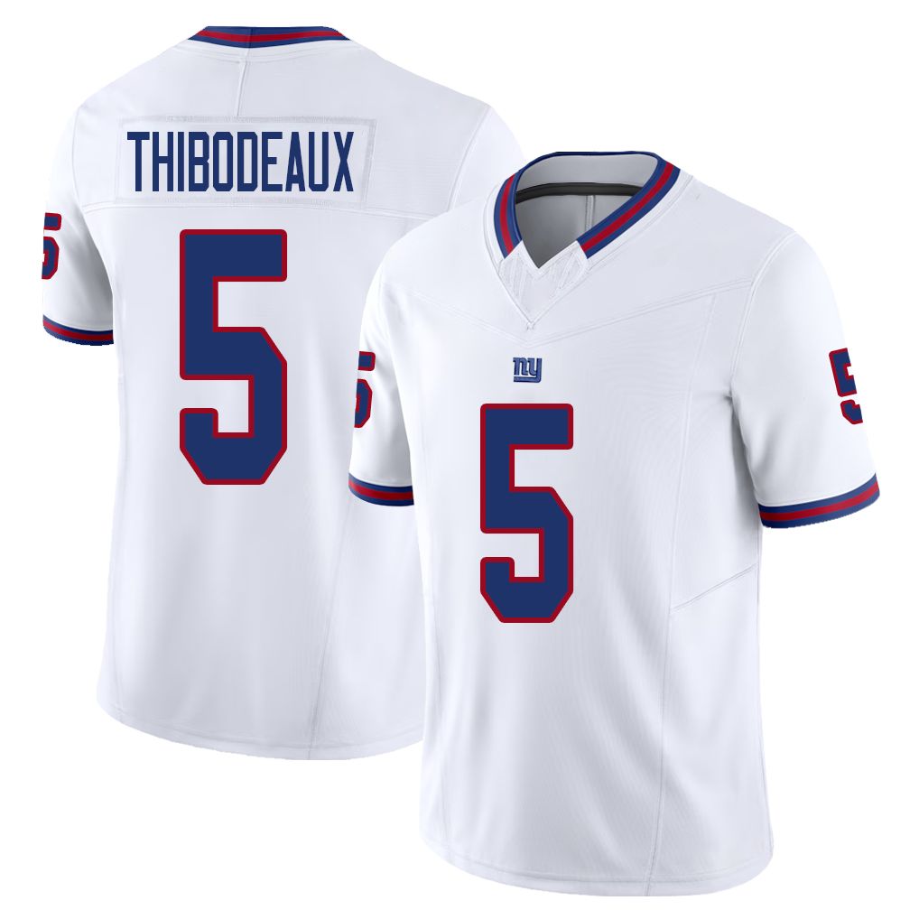 New York #5 Thibodeaux Player Football V Neck Short Sleeve White Jersey Kayvon For Men Youth Women Gift