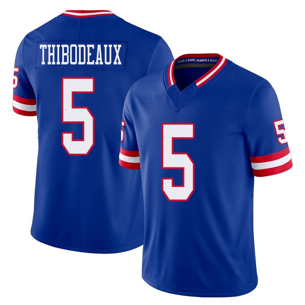 New York #5 Kayvon Player Football V Neck Short Sleeve Royal Jersey Thibodeaux For Men Youth Women Gift