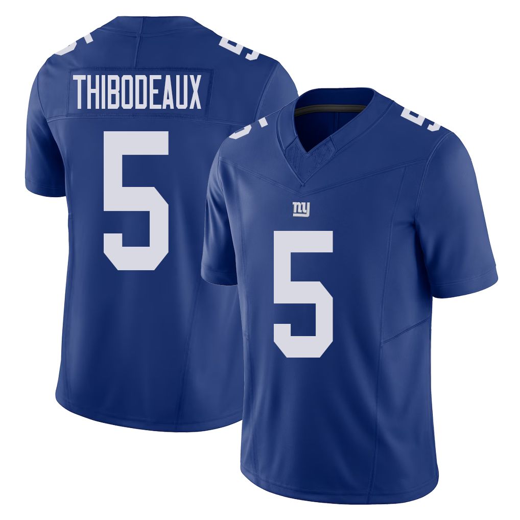 New York #5 Kayvon Player Football V Neck Short Sleeve Royal Jersey Thibodeaux For Men Youth Women Gift