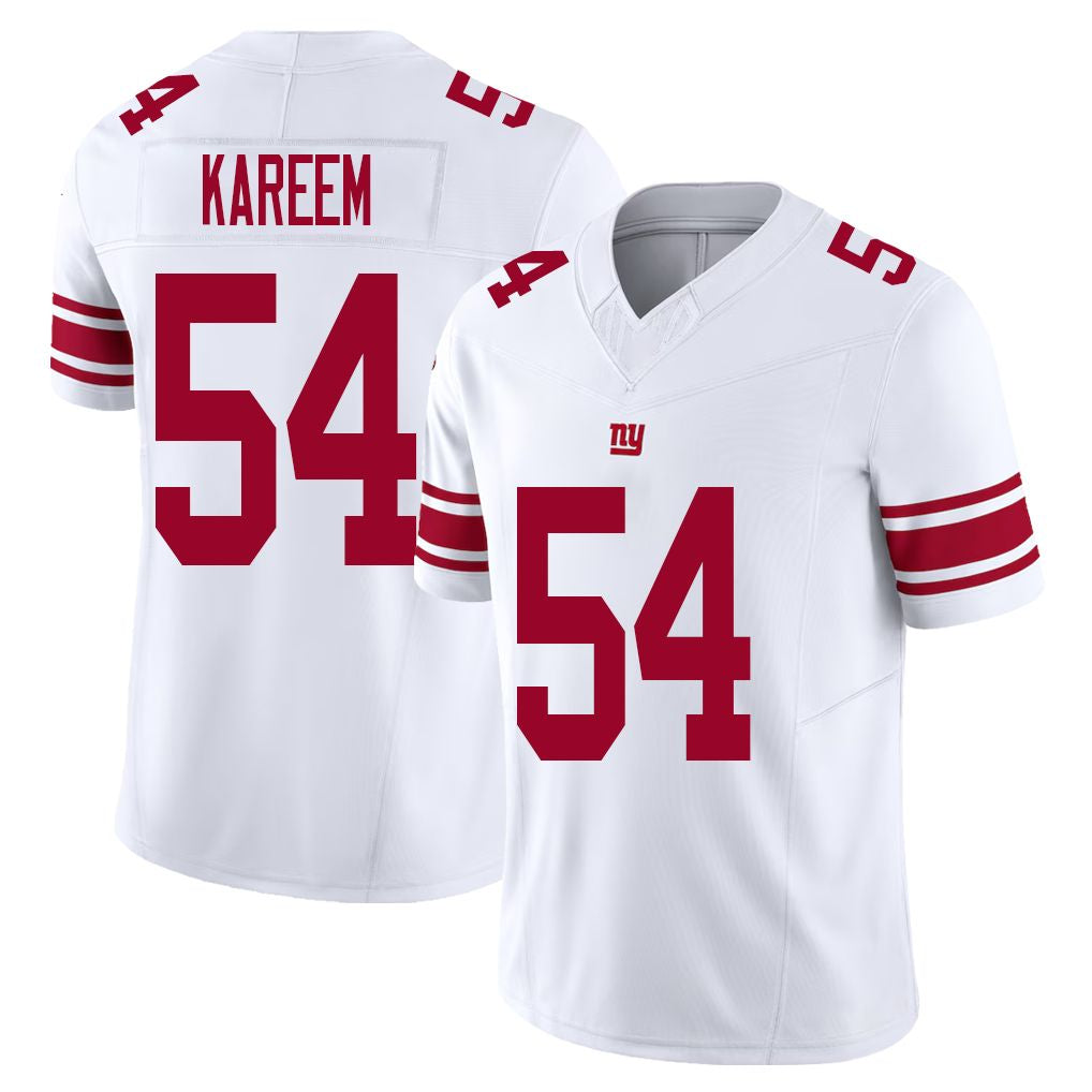 New York #54 Khalid Player Football V Neck Short Sleeve White Jersey Kareem For Men Youth Women Gift