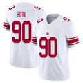 New York #90 Leki Player Football V Neck Short Sleeve White Jersey Fotu For Men Youth Women Gift