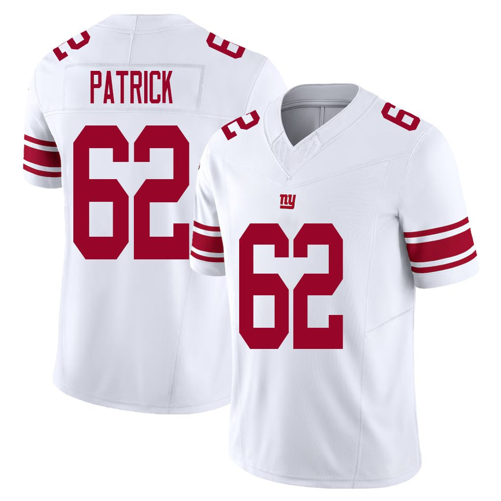 New York #62 Lucas Player Football V Neck Short Sleeve White Jersey Patrick For Men Youth Women Gift