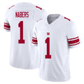 New York #1 Malik Player Football V Neck Short Sleeve White Jersey Nabers For Men Youth Women Gift