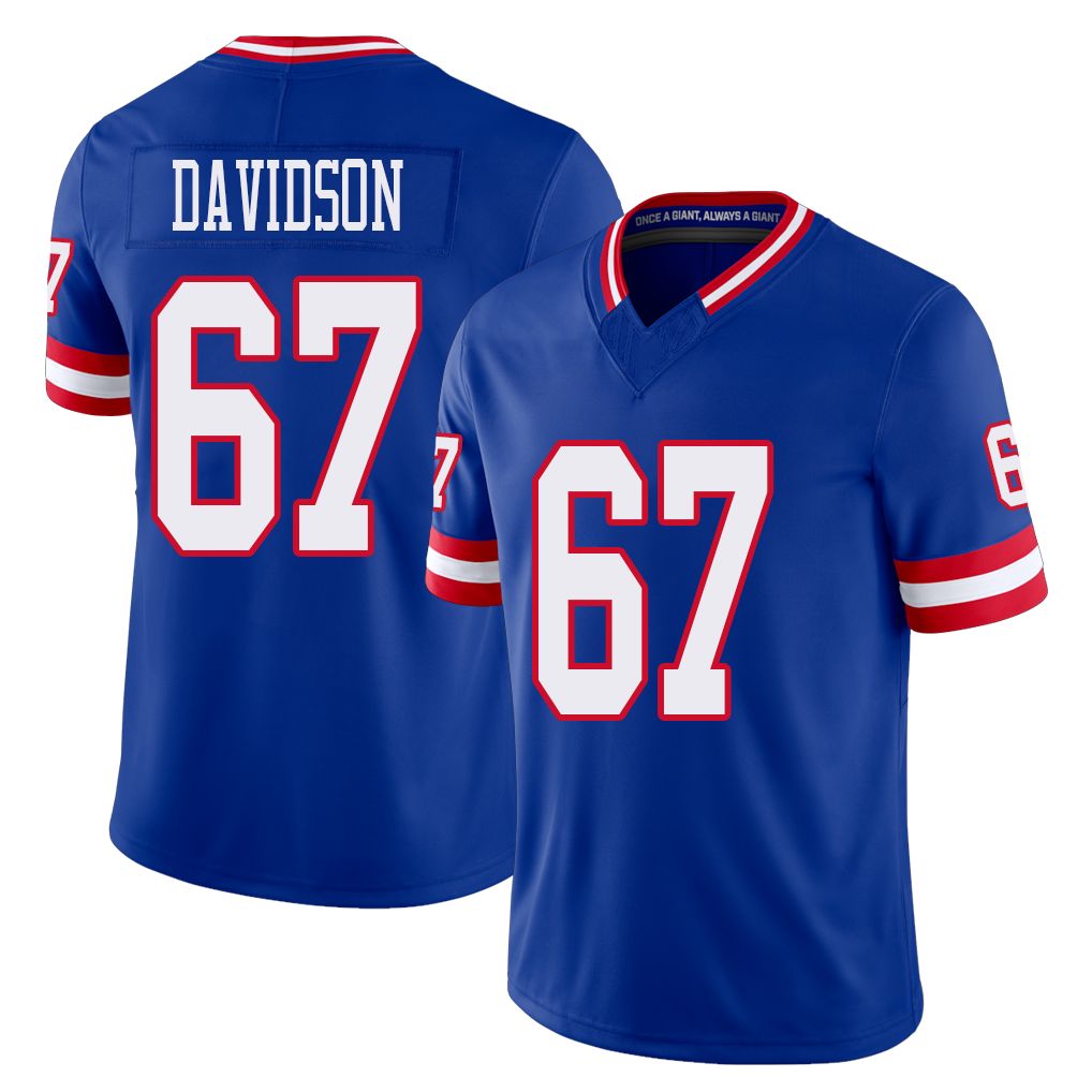 New York #67 Marlon Player Football V Neck Short Sleeve Royal Jersey Davidson For Men Youth Women Gift