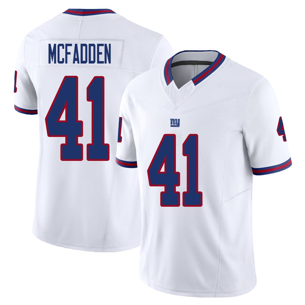 New York #41 McFadden Player Football V Neck Short Sleeve White Jersey Micah For Men Youth Women Gift