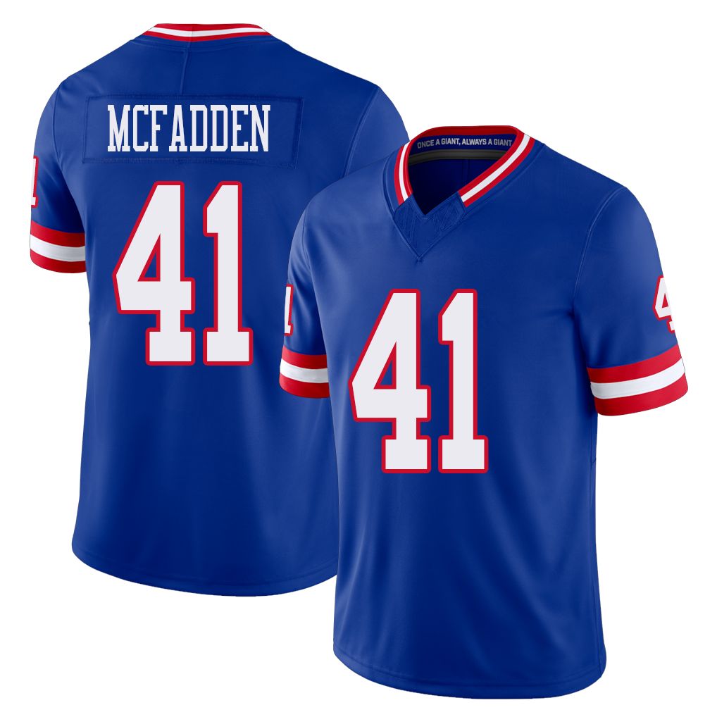 New York #41 Micah Player Football V Neck Short Sleeve Royal Jersey McFadden For Men Youth Women Gift