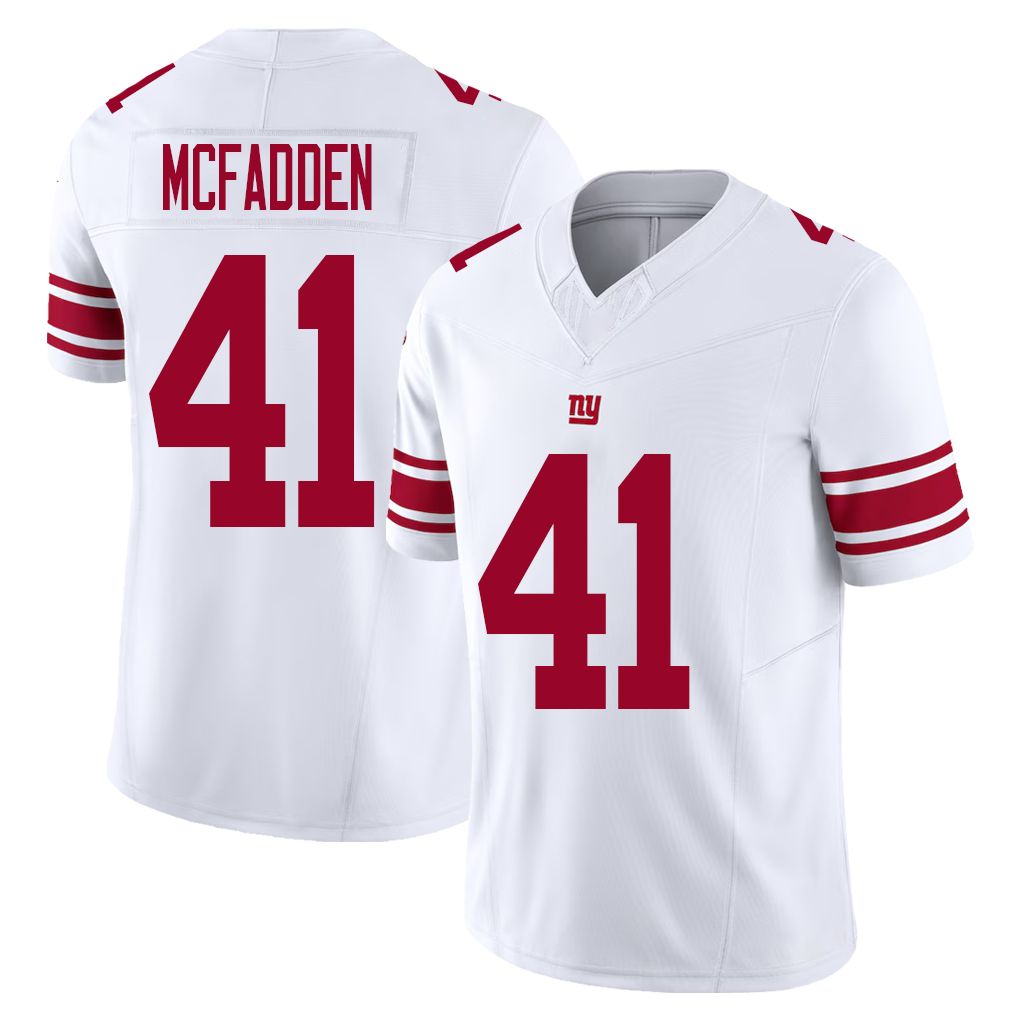 New York #41 McFadden Player Football V Neck Short Sleeve White Jersey Micah For Men Youth Women Gift