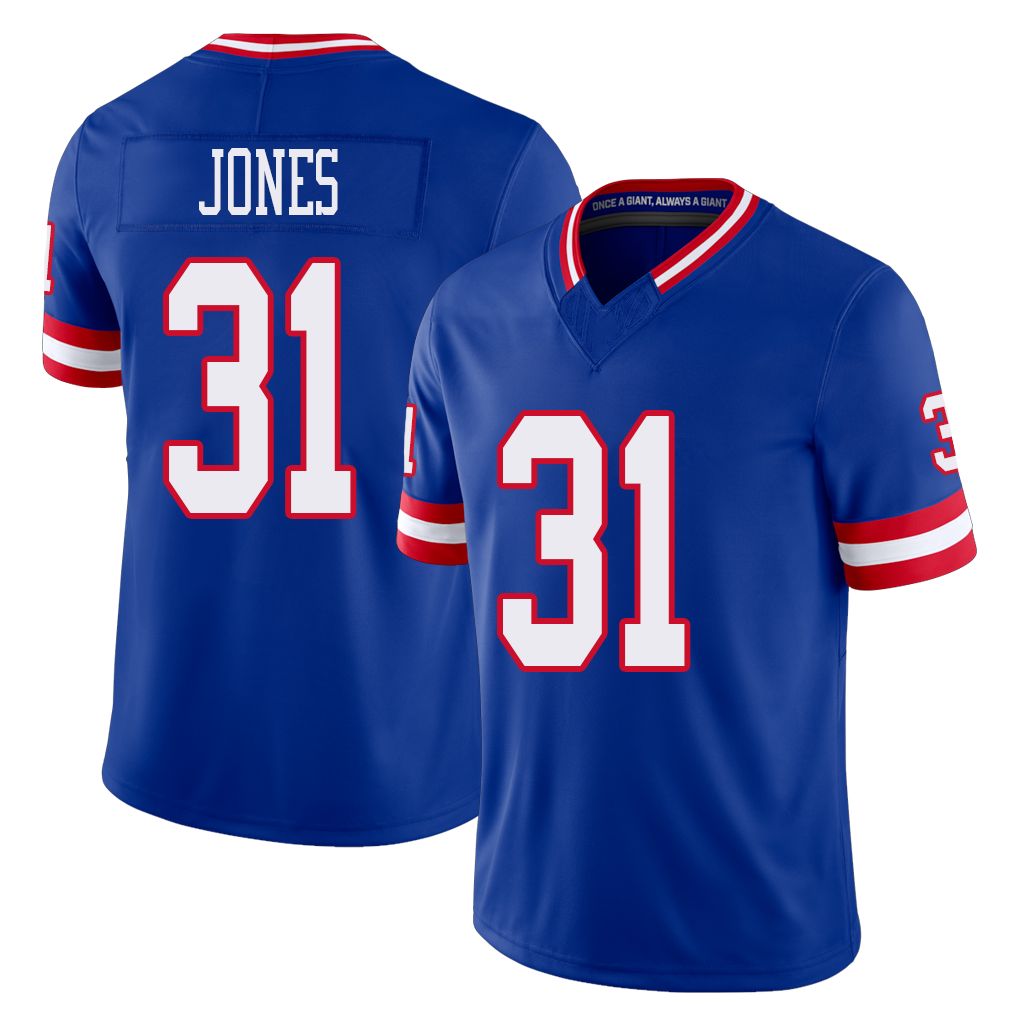 New York #31 Nic Player Football V Neck Short Sleeve Royal Jersey Jones For Men Youth Women Gift