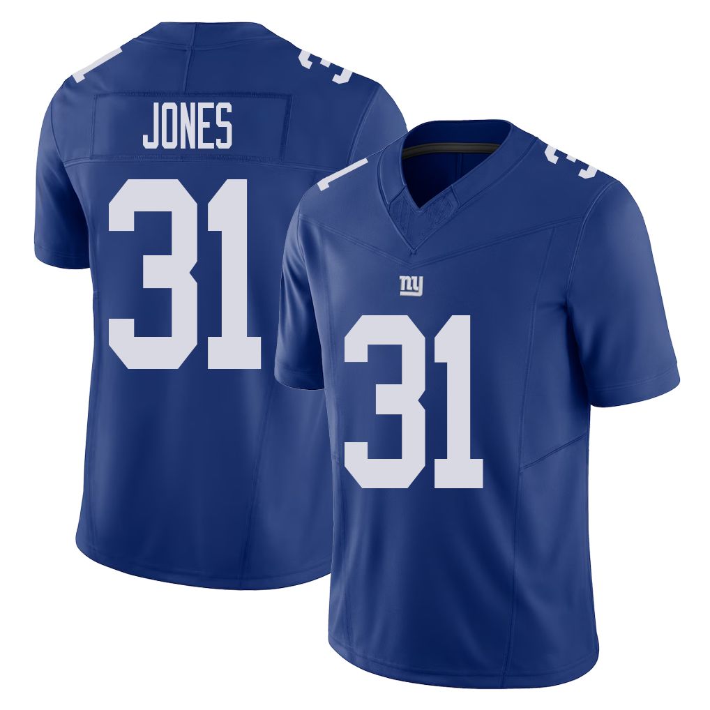 New York #31 Nic Player Football V Neck Short Sleeve Royal Jersey Jones For Men Youth Women Gift