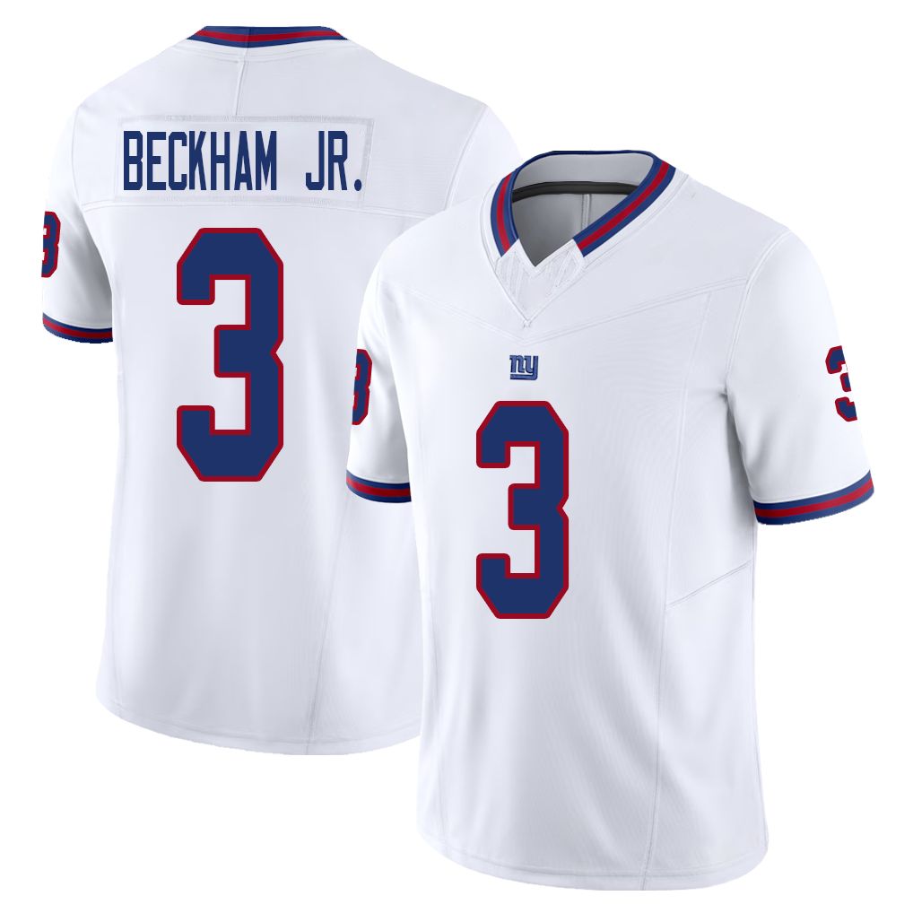 New York #3 Beckham Jr. Player Football V Neck Short Sleeve White Jersey Odell For Men Youth Women Gift
