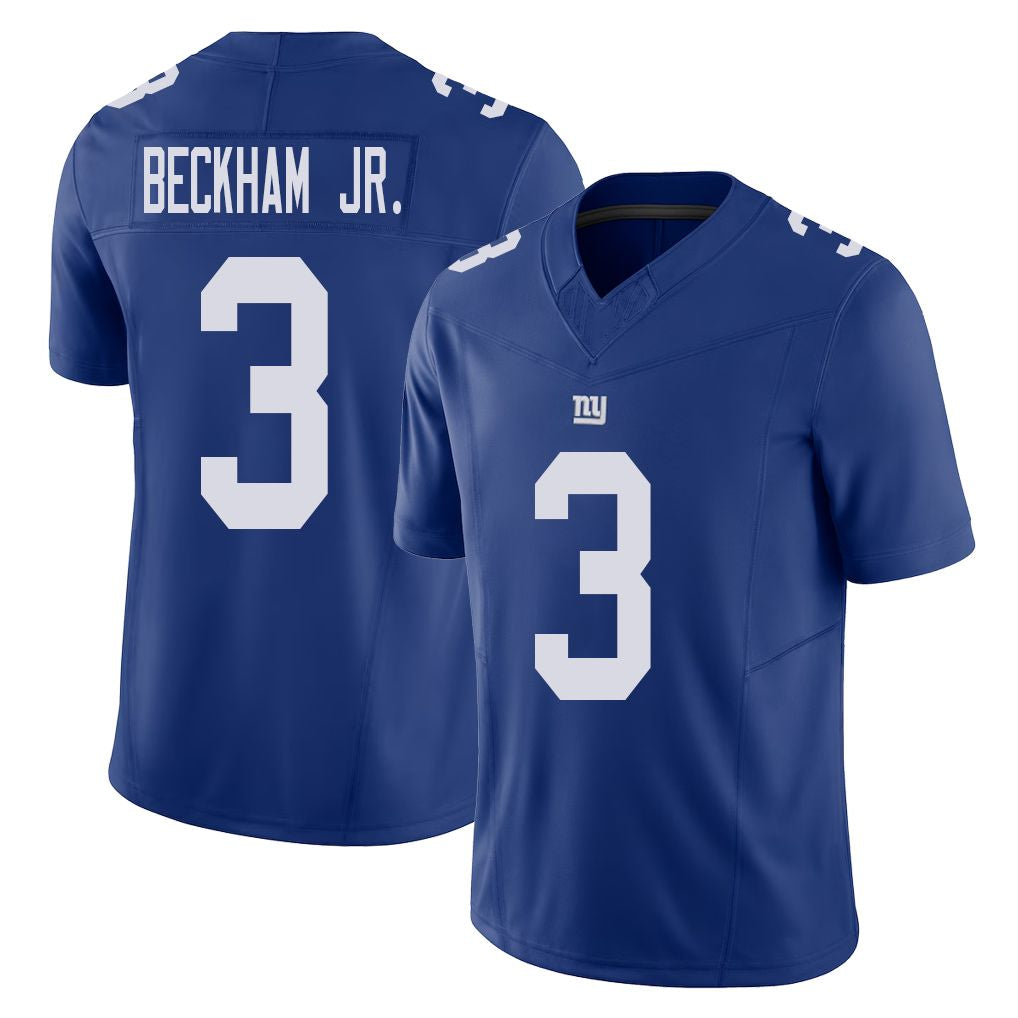 New York #3 Odell Player Football V Neck Short Sleeve Royal Jersey Beckham Jr. For Men Youth Women Gift