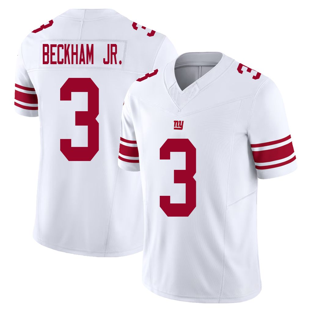 New York #3 Beckham Jr. Player Football V Neck Short Sleeve White Jersey Odell For Men Youth Women Gift