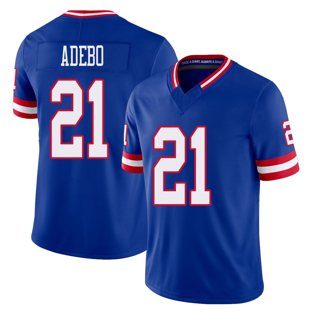 New York #21 Paulson Player Football V Neck Short Sleeve Royal Jersey Adebo For Men Youth Women Gift