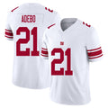 New York #21 Adebo Player Football V Neck Short Sleeve White Jersey Paulson For Men Youth Women Gift