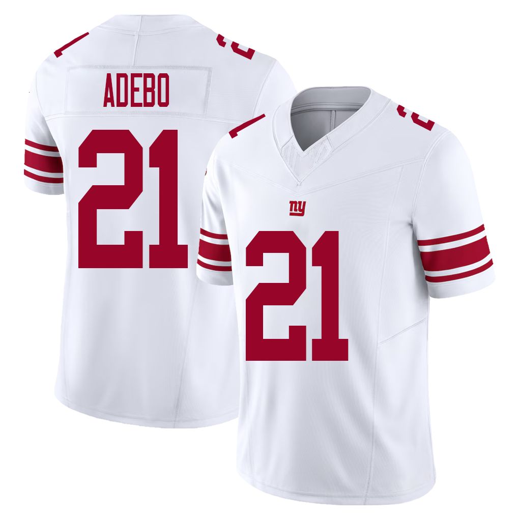 New York #21 Adebo Player Football V Neck Short Sleeve White Jersey Paulson For Men Youth Women Gift