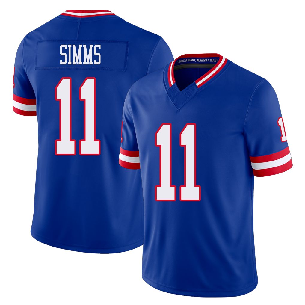 New York #11 Phil Player Football V Neck Short Sleeve Royal Jersey Simms For Men Youth Women Gift