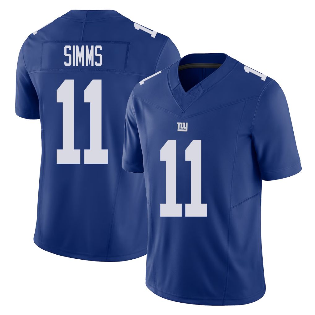 New York #11 Phil Player Football V Neck Short Sleeve Royal Jersey Simms For Men Youth Women Gift