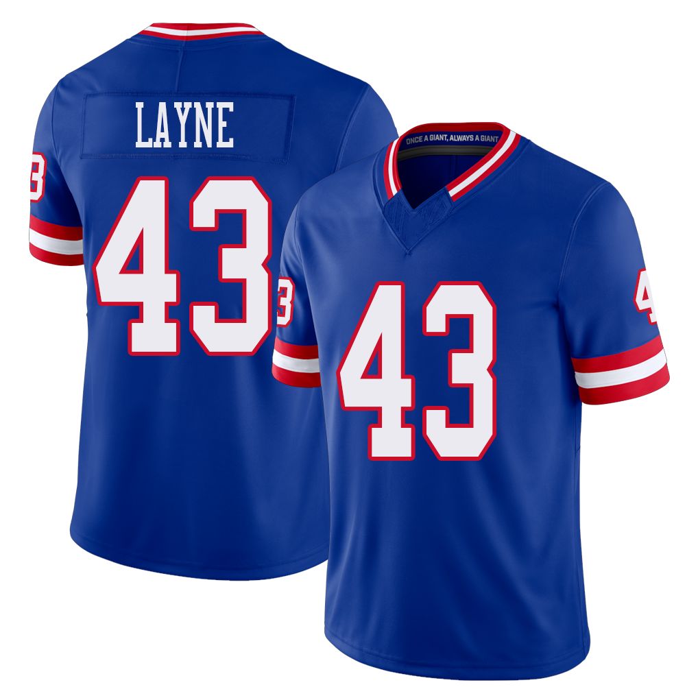 New York #43 Raheem Player Football V Neck Short Sleeve Royal Jersey Layne For Men Youth Women Gift