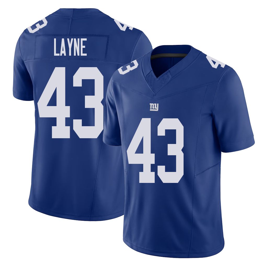 New York #43 Raheem Player Football V Neck Short Sleeve Royal Jersey Layne For Men Youth Women Gift