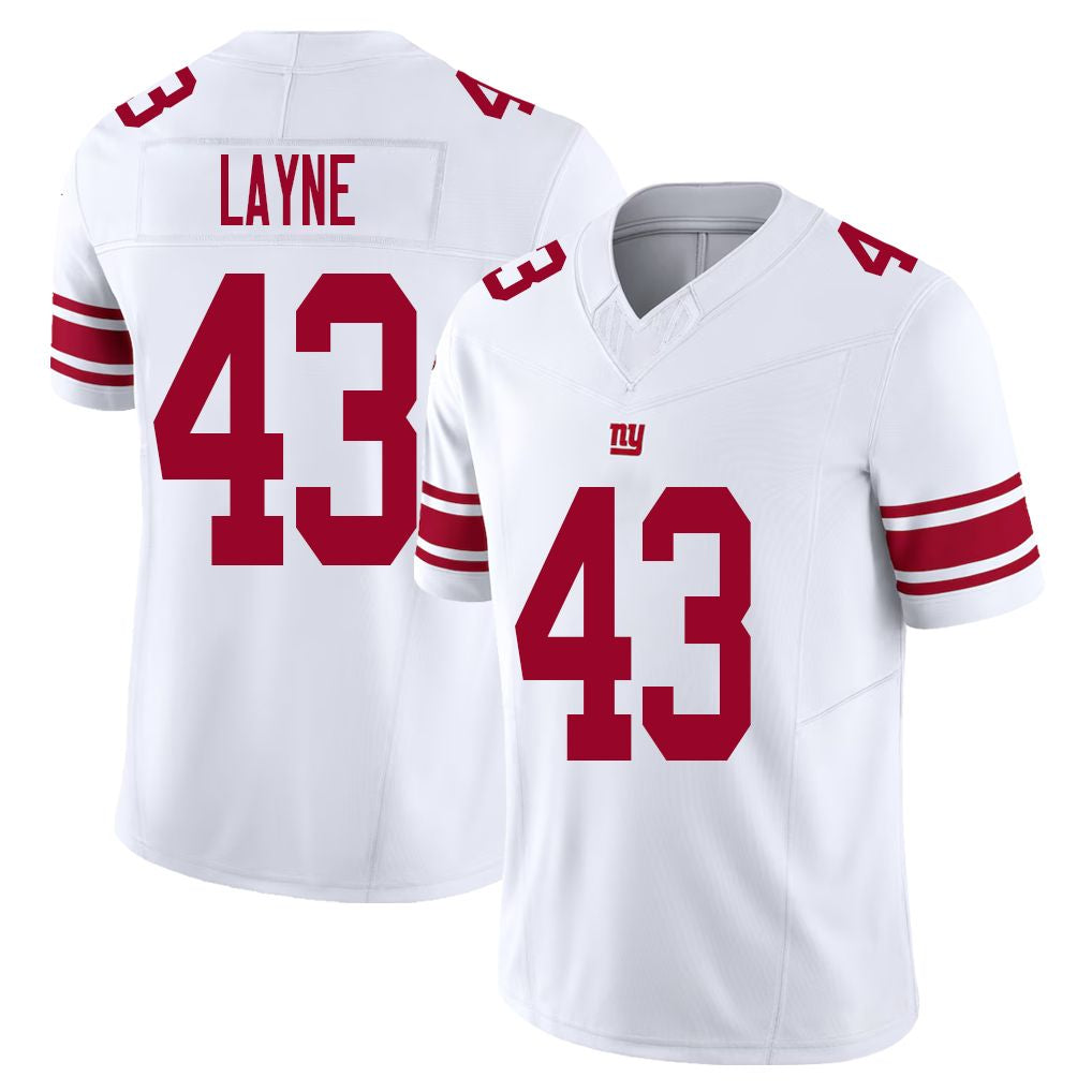 New York #43 Layne Player Football V Neck Short Sleeve White Jersey Raheem For Men Youth Women Gift