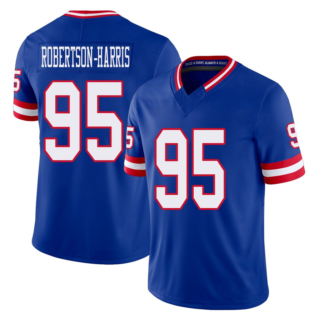 New York #95 Roy Player Football V Neck Short Sleeve Royal Jersey Robertson-Harris For Men Youth Women Gift