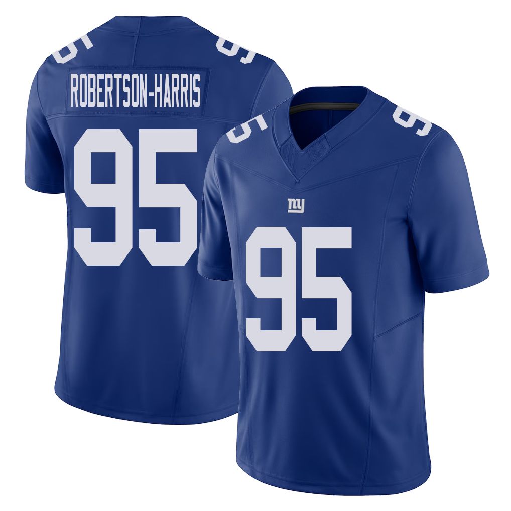 New York #95 Roy Player Football V Neck Short Sleeve Royal Jersey Robertson-Harris For Men Youth Women Gift