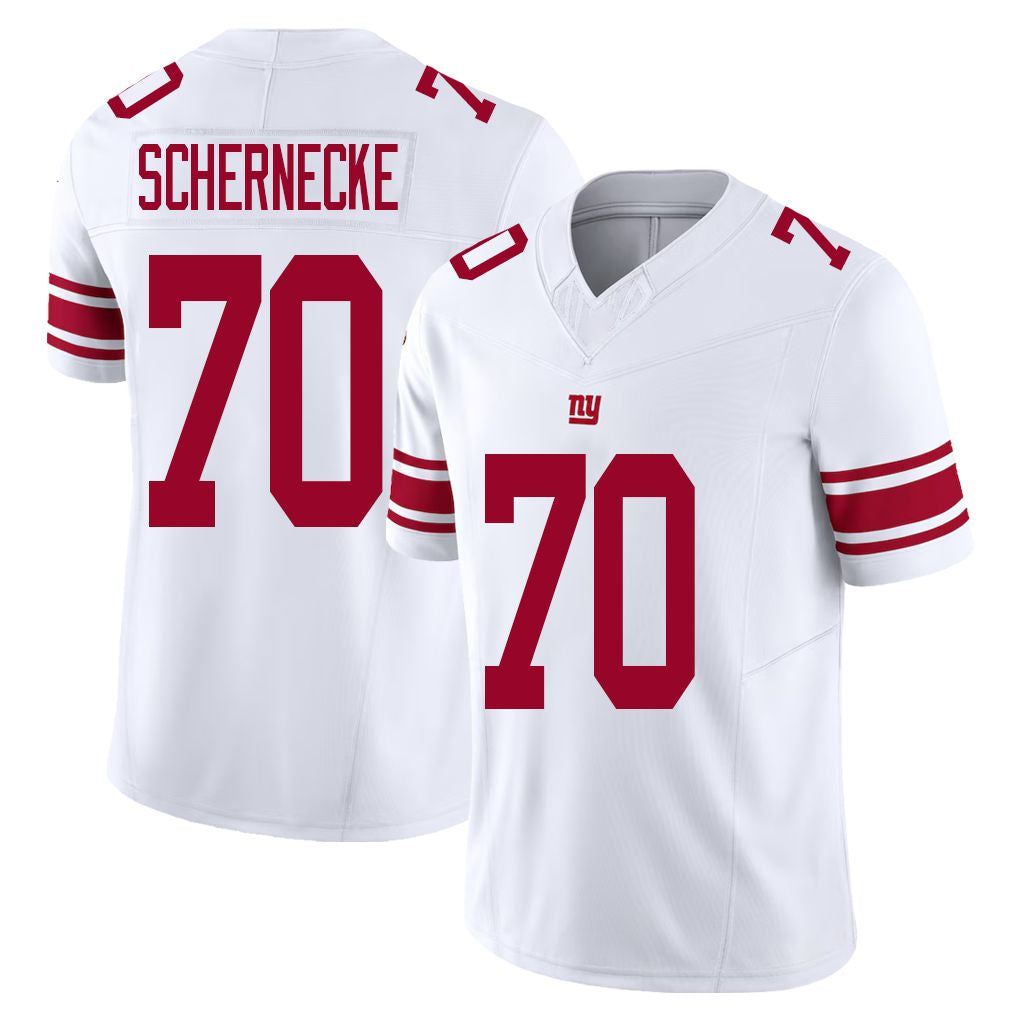 New York #70 Schernecke Player Football V Neck Short Sleeve White Jersey Ryan For Men Youth Women Gift