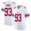 New York #93 Harris Player Football V Neck Short Sleeve White Jersey Shelby For Men Youth Women Gift