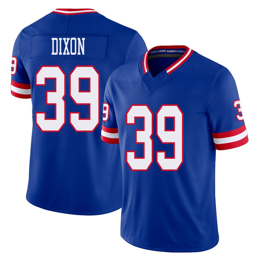 New York #39 Thaddeus Player Football V Neck Short Sleeve Royal Jersey Dixon For Men Youth Women Gift