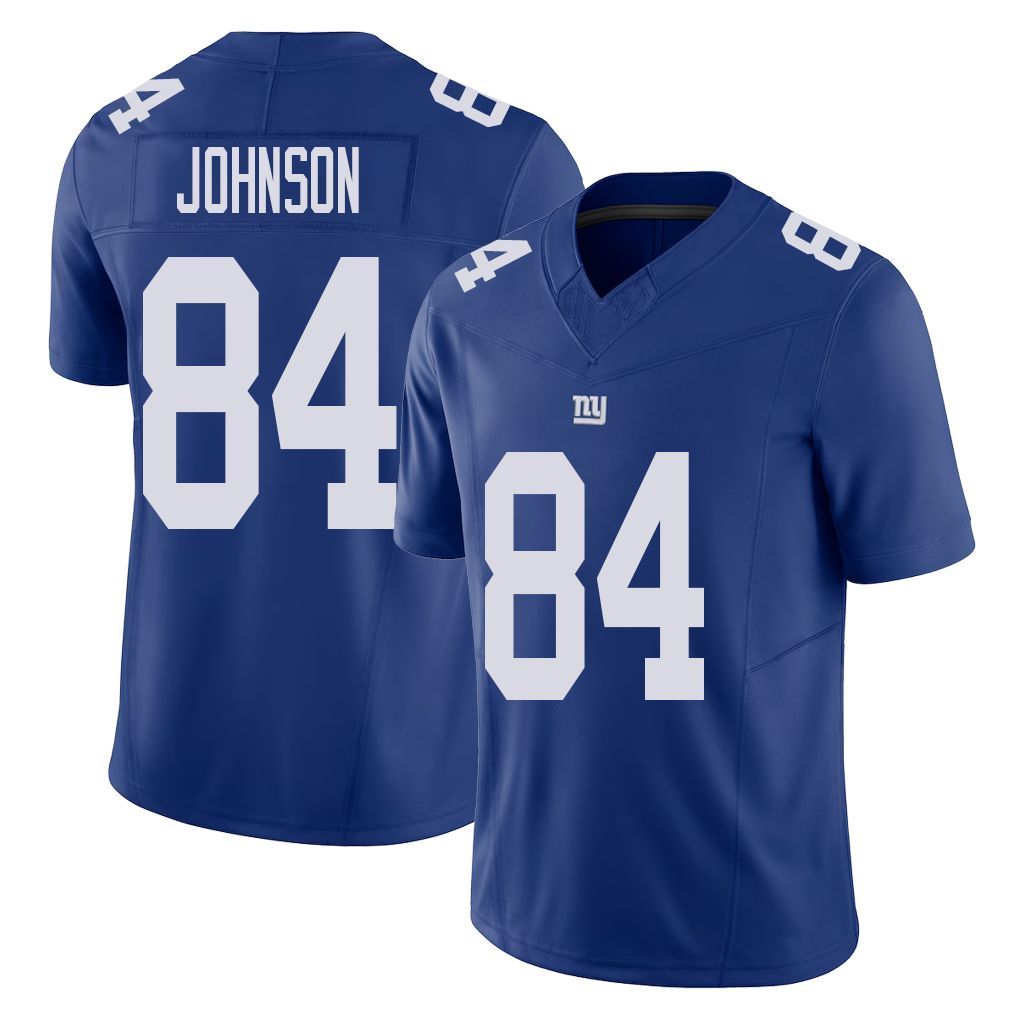 New York #84 Theo Player Football V Neck Short Sleeve Royal Jersey Johnson For Men Youth Women Gift