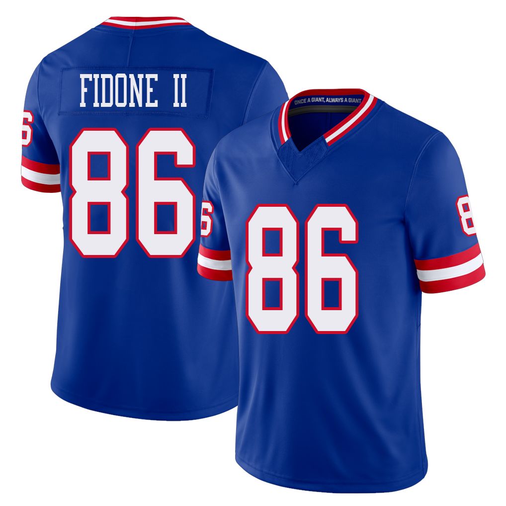 New York #86 Thomas Player Football V Neck Short Sleeve Royal Jersey Fidone II For Men Youth Women Gift
