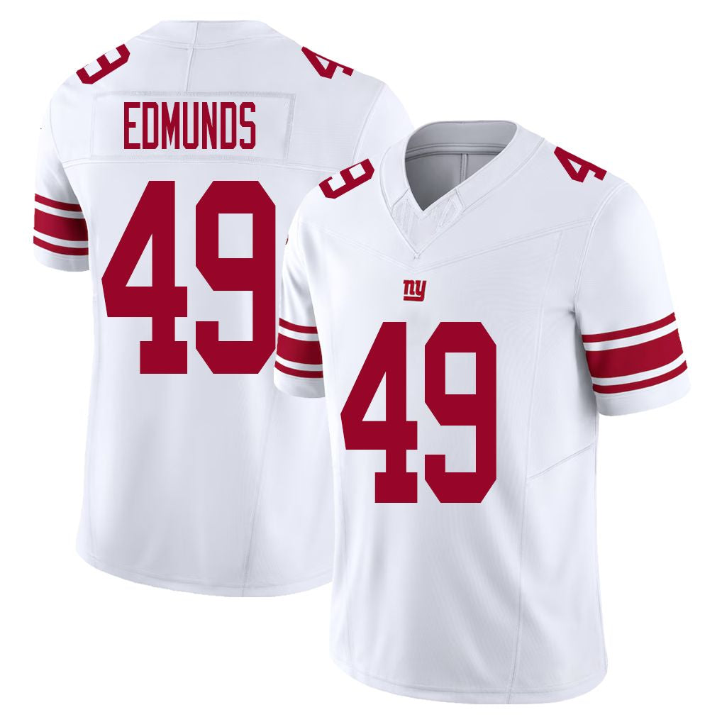 New York #49 Edmunds Player Football V Neck Short Sleeve White Jersey Tremaine For Men Youth Women Gift