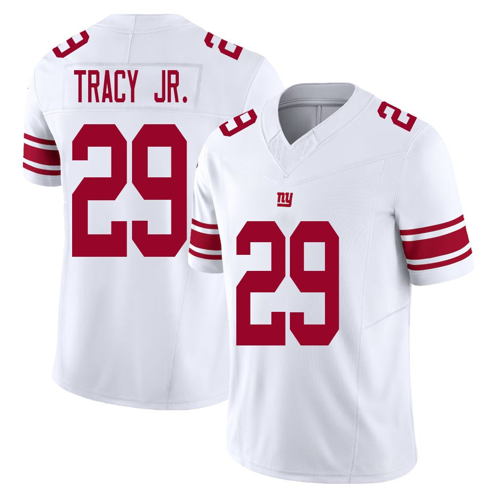 New York #29 Tracy Jr. Player Football V Neck Short Sleeve White Jersey Tyrone For Men Youth Women Gift