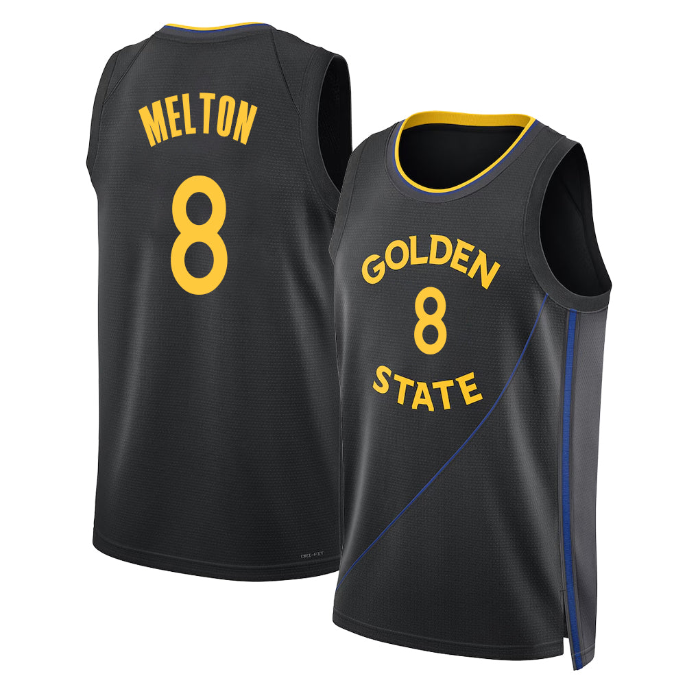 Golden State #8 Melton Player Basketball Sleeveless Black Jersey De'Anthony For Adult Youth
