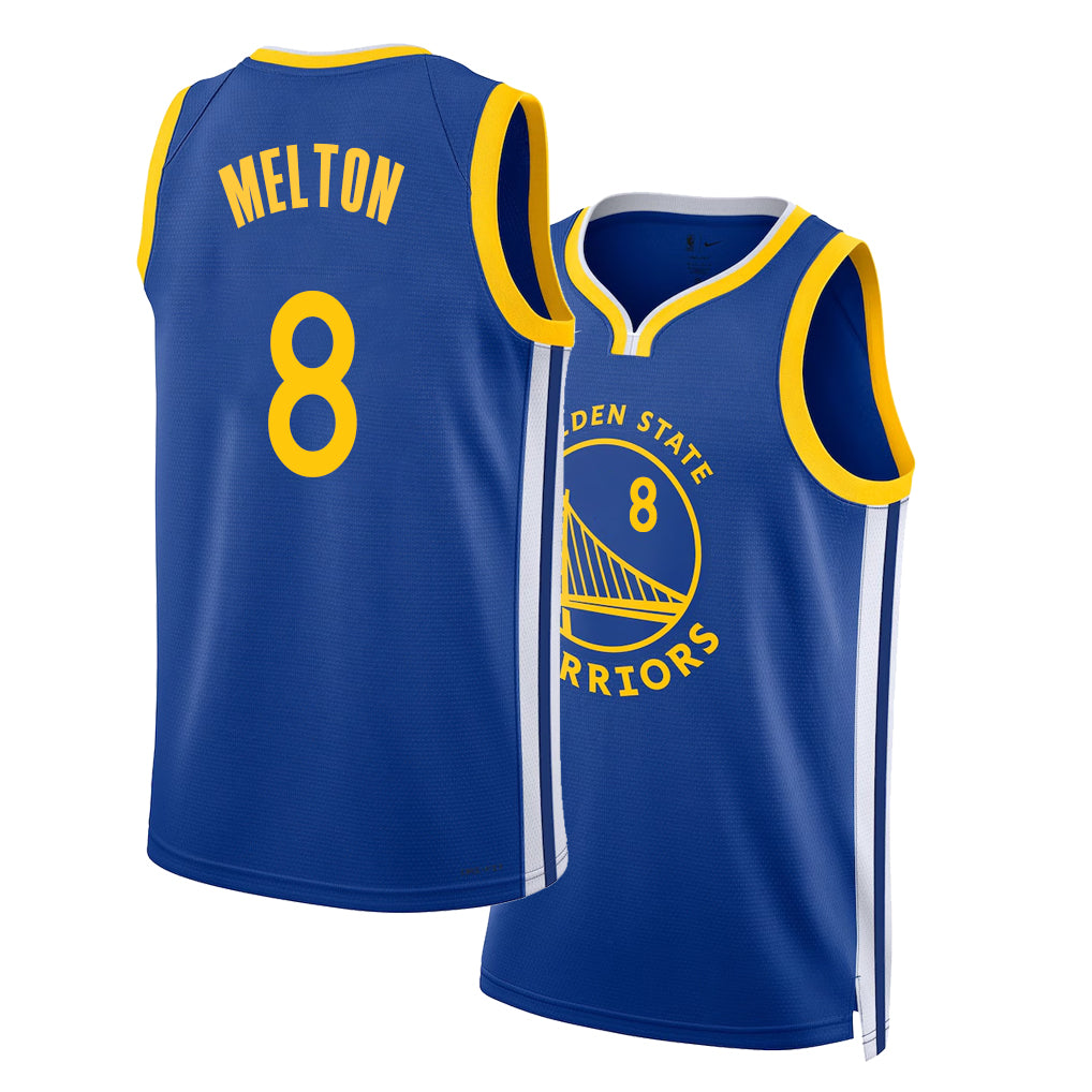 Golden State #8 Melton Player Basketball Sleeveless Blue Jersey De'Anthony For Adult Youth