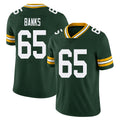 Green Bay #65 Banks Player Football V Neck Short Sleeve Green Jersey Aaron For Men Youth Women Gift
