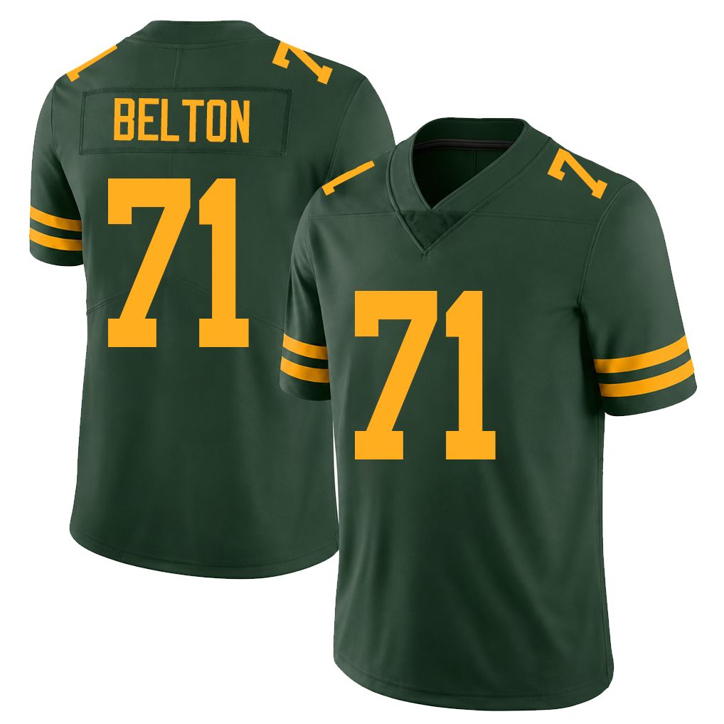 Green Bay #71 Belton Player Football V Neck Short Sleeve Jersey Green Anthony For Men Youth Women Gift
