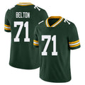 Green Bay #71 Belton Player Football V Neck Short Sleeve Green Jersey Anthony For Men Youth Women Gift
