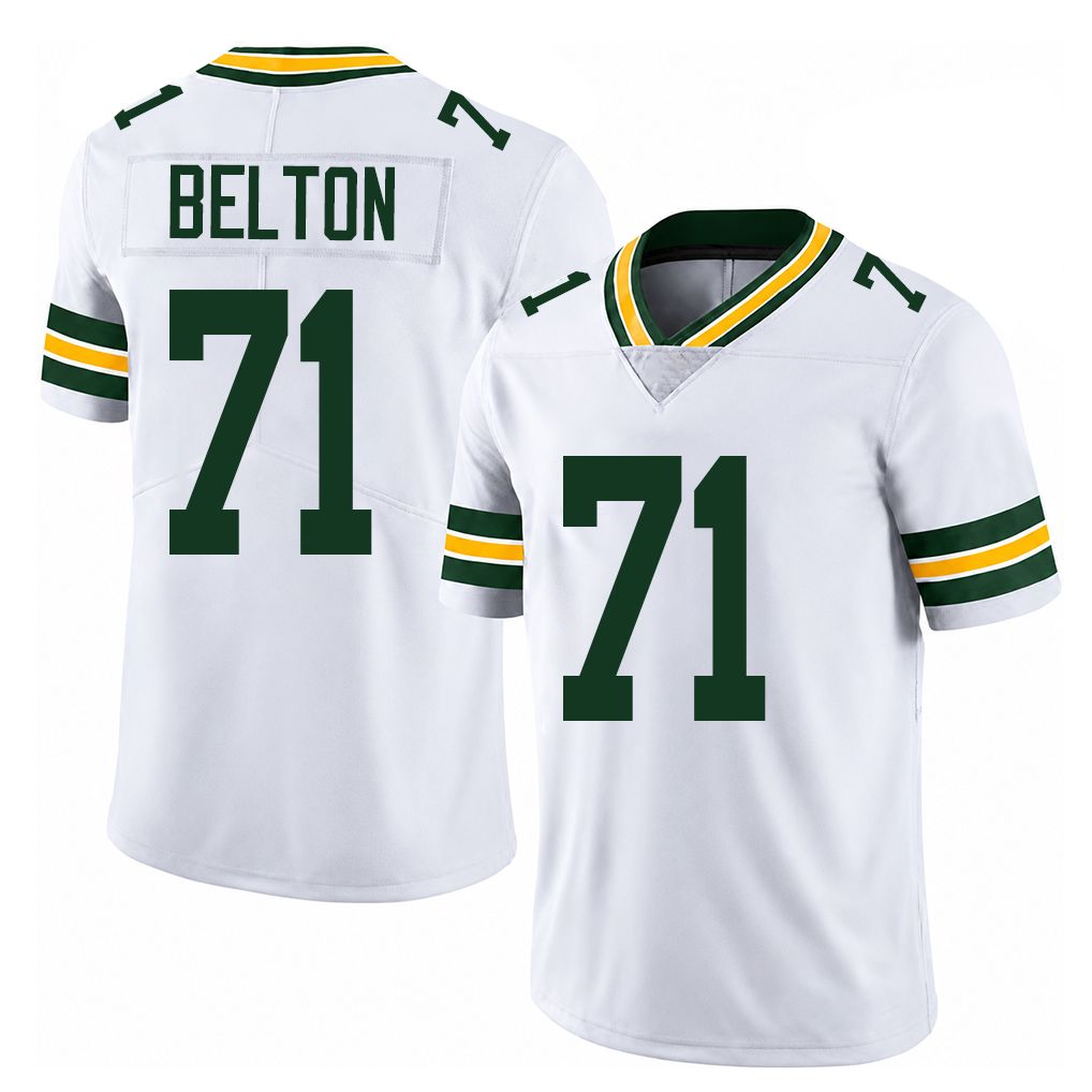 Green Bay #71 Belton Player Football V Neck Short Sleeve White Jersey Anthony For Men Youth Women Gift