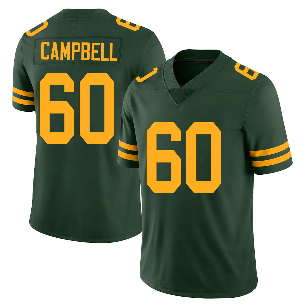 Green Bay #60 Campbell Player Football V Neck Short Sleeve Jersey Green Anthony For Men Youth Women Gift