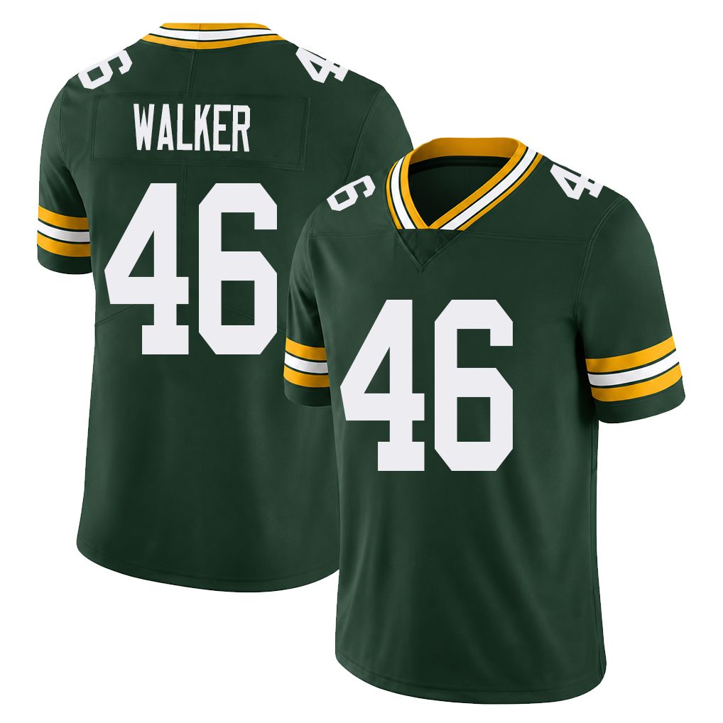 Green Bay #46 Walker Player Football V Neck Short Sleeve Green Jersey Arden For Men Youth Women Gift