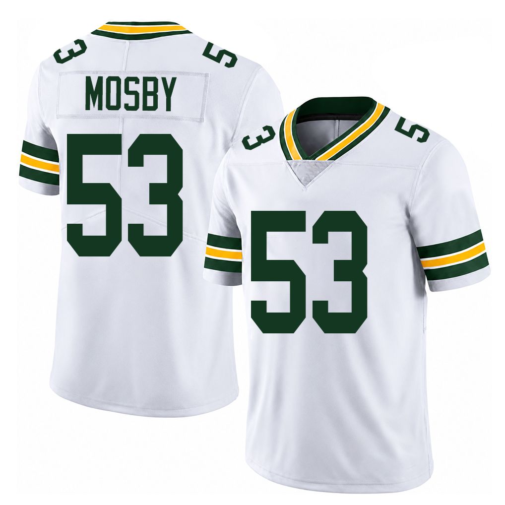 Green Bay #53 Mosby Player Football V Neck Short Sleeve White Jersey Arron For Men Youth Women Gift