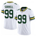 Green Bay #99 Sorrell Player Football V Neck Short Sleeve White Jersey Barryn For Men Youth Women Gift