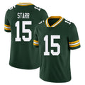 Green Bay #15 Starr Player Football V Neck Short Sleeve Green Jersey Bart For Men Youth Women Gift