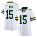 Green Bay #15 Starr Player Football V Neck Short Sleeve White Jersey Bart For Men Youth Women Gift