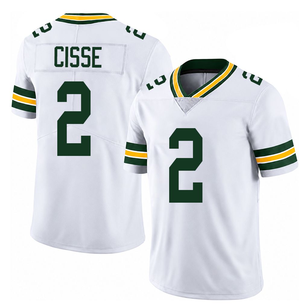 Green Bay #2 Cisse Player Football V Neck Short Sleeve White Jersey Brandon For Men Youth Women Gift