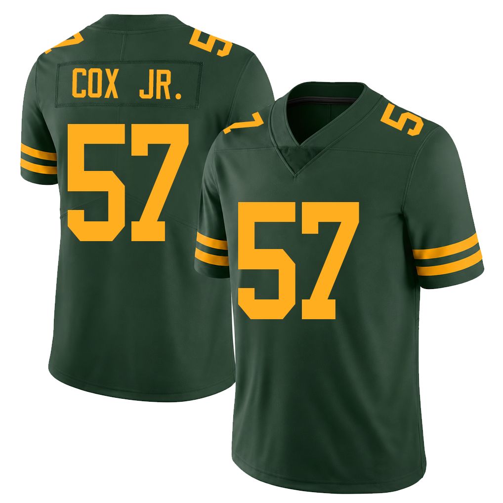 Green Bay #57 Cox Jr. Player Football V Neck Short Sleeve Jersey Green Brenton For Men Youth Women Gift