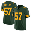 Green Bay #57 Cox Jr. Player Football V Neck Short Sleeve Jersey Green Brenton For Men Youth Women Gift
