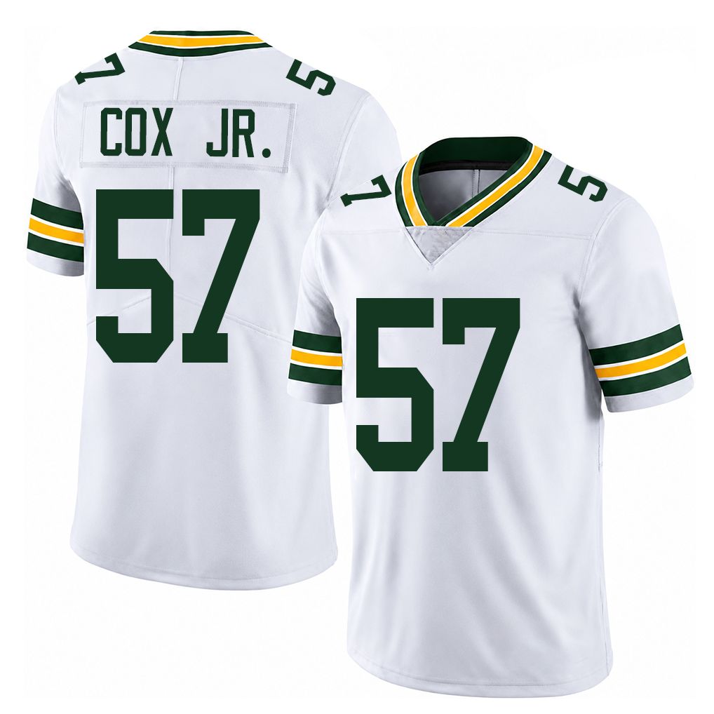 Green Bay #57 Cox Jr. Player Football V Neck Short Sleeve White Jersey Brenton For Men Youth Women Gift